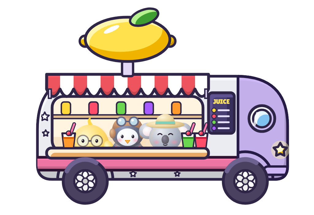 The Lemonade Rush juice caravan with its crew at the counter